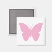 Roze Vlinder Vierkant Magneet (Voorkant / Achterkant)
