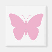 Roze Vlinder Vierkant Magneet (Voorkant)