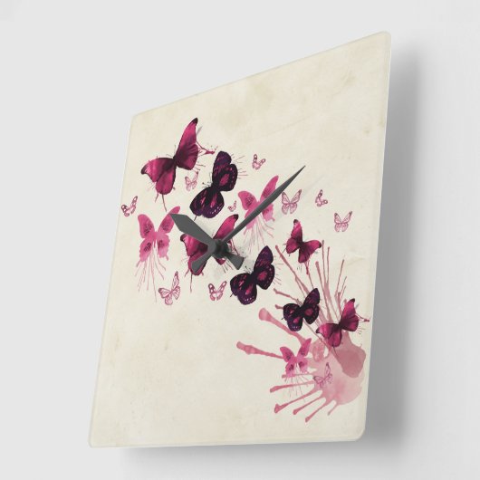 Roze vlinder vierkante klok (Hoek)