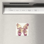 Roze Vlinder Vierkante Magneet (Insitu (Vaatwasser))