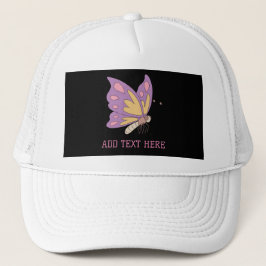 Roze Vlinder Voeg Tekst Toe Gedrukt Mooie Stijlvol Trucker Pet
