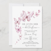 Roze vlinder Vrijgezellenfeest Kaart (Voorkant)