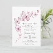 Roze vlinder Vrijgezellenfeest Kaart (Staand voorkant)