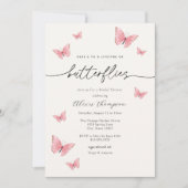 Roze vlinder Vrijgezellenfeest Kaart (Voorkant)