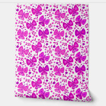 Roze vlinder wandpapier