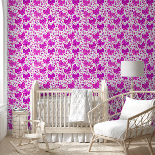 Roze vlinder wandpapier behang