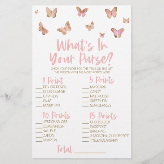 Roze vlinder wat in het paarse Vrijgezellenfeest s Briefpapier (Voorkant)