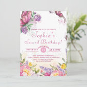 Roze Vlinder Waterverf Bloemen Verjaardag Kaart (Staand voorkant)