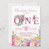 Roze Vlinder Waterverf Bloemen Verjaardag Kaart (Voorkant)