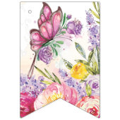 Roze Vlinder Waterverf Bloemen Verjaardag Vlaggetjes (Eerste vlag)