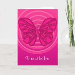 Roze vlinder wenskaart bedankkaart