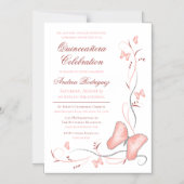 Roze Vlinder & wervelingen Quinceañera Magnetische Uitnodiging (Voorkant)