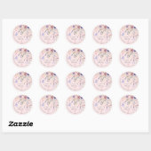 Roze Vlinder Wilde Bloem Bruidsdouche Ronde Sticker (Vel)