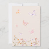 Roze Vlinder Wilde Bloem Meisje Eerste Verjaardag  Kaart (Achterkant)