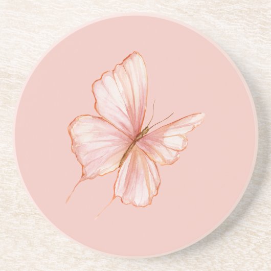 Roze Vlinder Zandsteen Onderzetter (Voorkant)