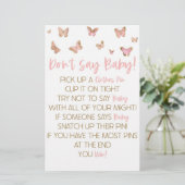 Roze vlinder Zeg geen Baby shower spel Briefpapier (Staand voorkant)