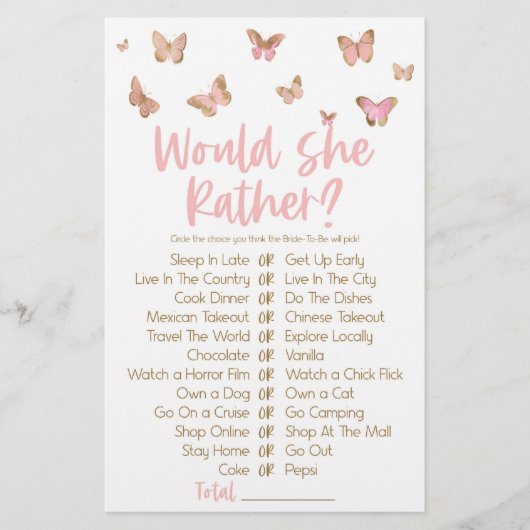 Roze vlinder zou een Vrijgezellenfeest zijn Briefpapier (Voorkant)