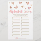 Roze vlinderalfabet Baby shower Briefpapier (Voorkant)