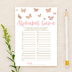 Roze vlinderalfabet Baby shower Briefpapier
