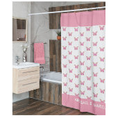 Roze vlinderbad douchegordijn