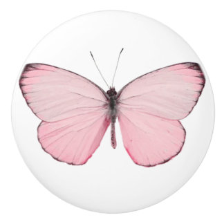 Roze vlinderbak of deurknop keramische knop