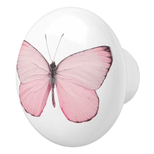 Roze vlinderbak of deurknop keramische knop (Rechts)