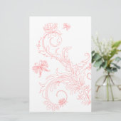 Roze vlinderbloemdraden briefpapier (Staand voorkant)