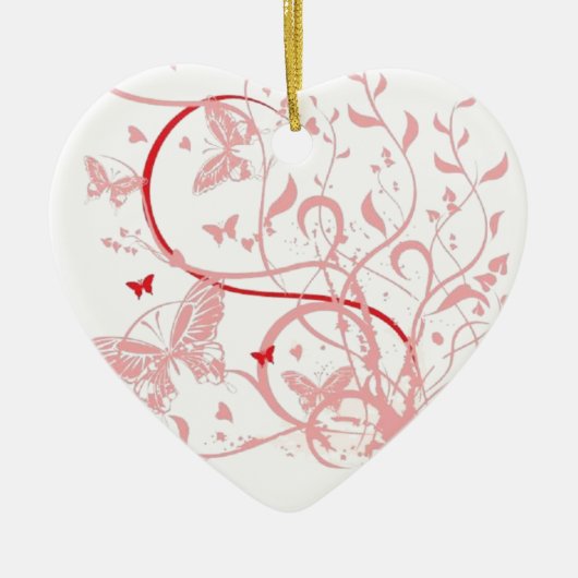 Roze vlinderbloemdraden keramisch ornament (Voorkant)