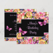 Roze vlinderbloemen vrouwen op zaterdag kaart (Voorkant / Achterkant)