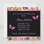 Roze vlinderbloemen vrouwen op zaterdag kaart (Achterkant)