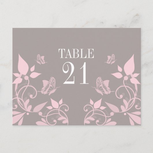 Roze vlinderbloemetnummer Briefkaart (Voorkant)