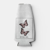 Roze vlinderbloemflesje - Aangepaste fleskoeler Flesjeskoeler (Voorkant)