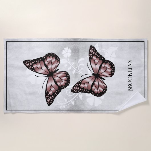 Roze vlinderbloemhanddoek strandlaken (Voorkant)