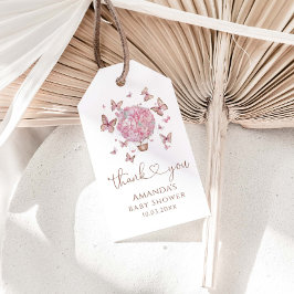 Roze vlinderbloemig Baby shower Cadeaulabel