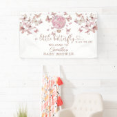 Roze vlinderbloemig Baby shower Spandoek (Insitu)