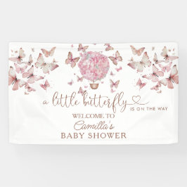 Roze vlinderbloemig Baby shower Spandoek