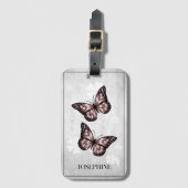 Roze vlinderbloemig Bagagelabel (Voorkant (verticaal))