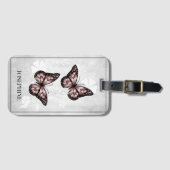 Roze vlinderbloemig Bagagelabel (Voorkant (horizontaal))