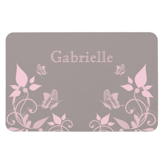 Roze vlinderbloemigen Premium Magnet Magneet (Horizontaal)