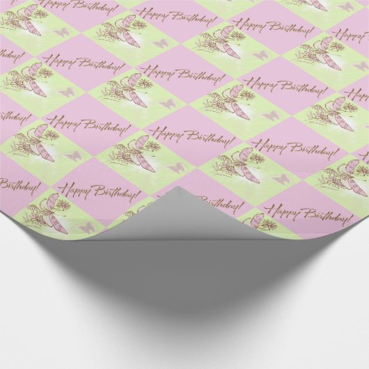 Roze vlinderbloemkarton voor Limoen Cadeaupapier (Hoek)