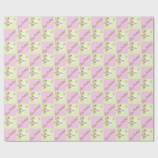 Roze vlinderbloemkarton voor Limoen Cadeaupapier (Vlak)