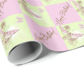 Roze vlinderbloemkarton voor Limoen Cadeaupapier (Rol Hoek)