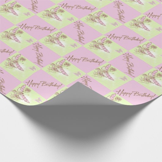 Roze vlinderbloemkarton voor Limoen Cadeaupapier (Hoek)