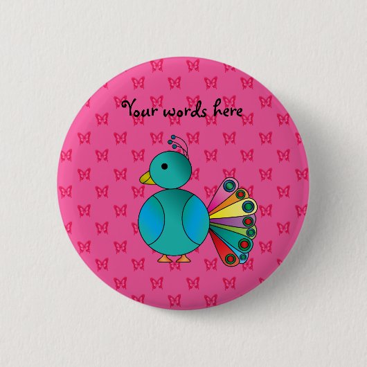 Roze vlinderbloemkjes ronde button 5,7 cm (Voorkant)