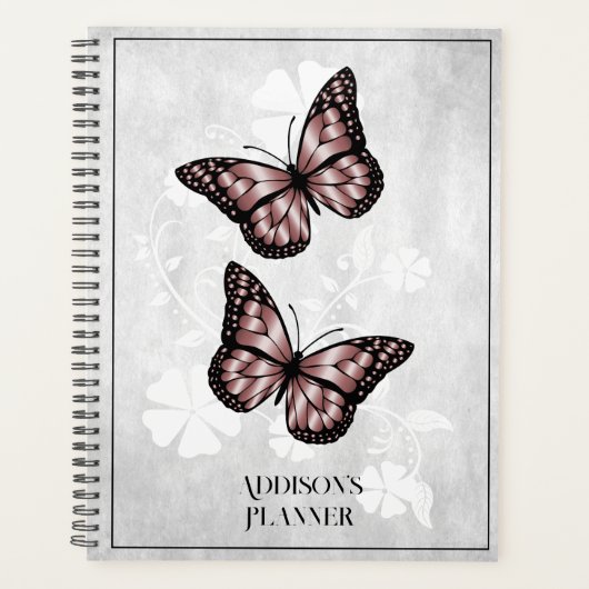 Roze vlinderbloemplank planner (Voorkant)