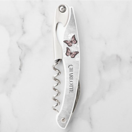 Roze vlinderbloemschroef kurkentrekker (Voorkant)