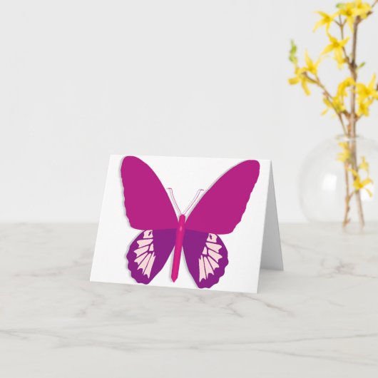 Roze vlinderbriefkaarten kaart (Gele Bloem)