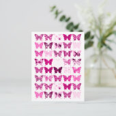 Roze vlindercollage briefkaart (Staand voorkant)