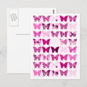 Roze vlindercollage briefkaart (Voorkant / Achterkant)