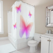 roze vlinderdruk douchegordijn (In situ)